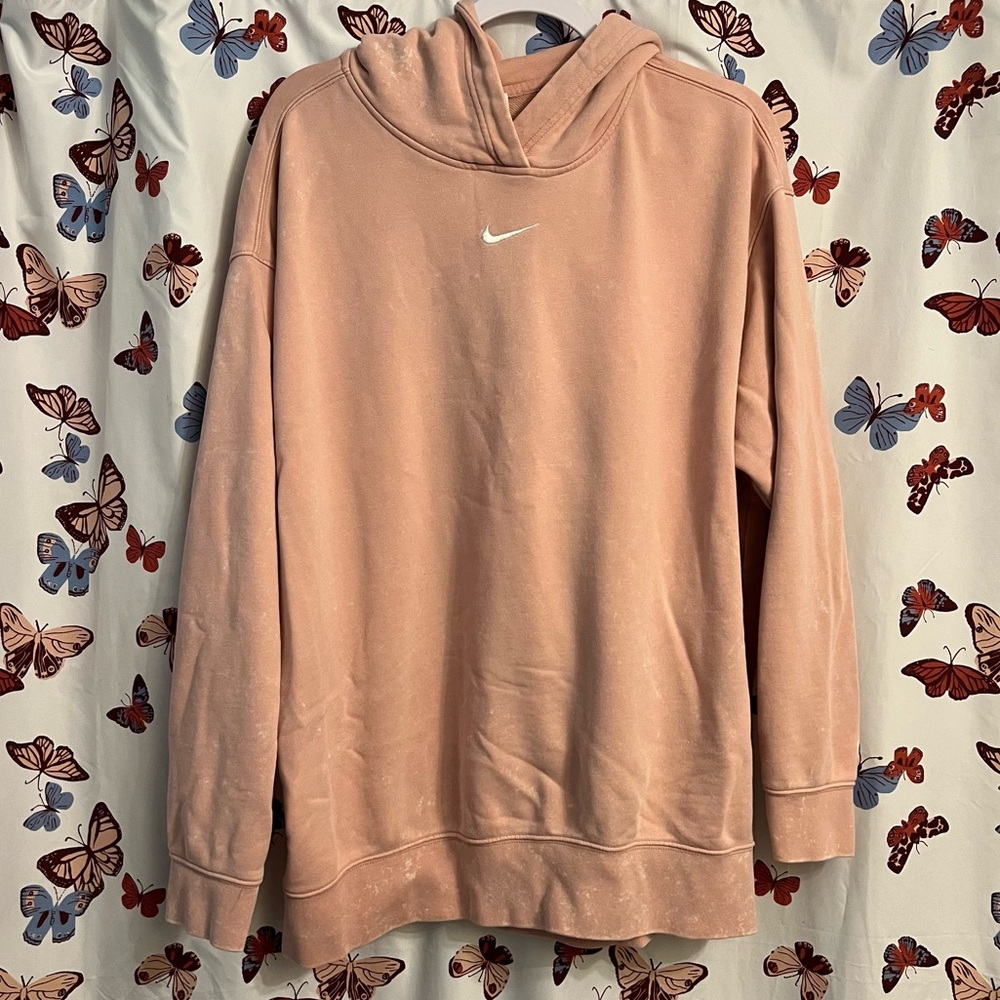 Nike Soft Pink oversized acid wash hoodie